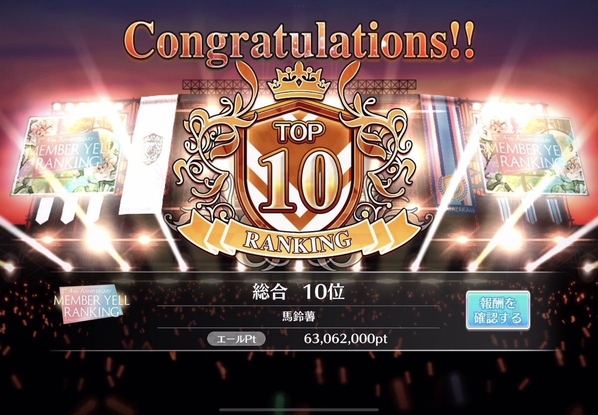 Bareishobs's tweet photo. 【4th ANNIVERSARY MEMBER YELL RANKING】

武元唯衣　　🥇1位
山下葉留花　🥈2位
総合10位

初めて2レーン跨ぎましたが無事両方入賞することができました
また初めて総合トップ10にも入ることができました
いろんな方のご協力あっての結果で感謝してもしきれません
ありがとうございました
#ユニエア https://t.co/nhQLIRn72e