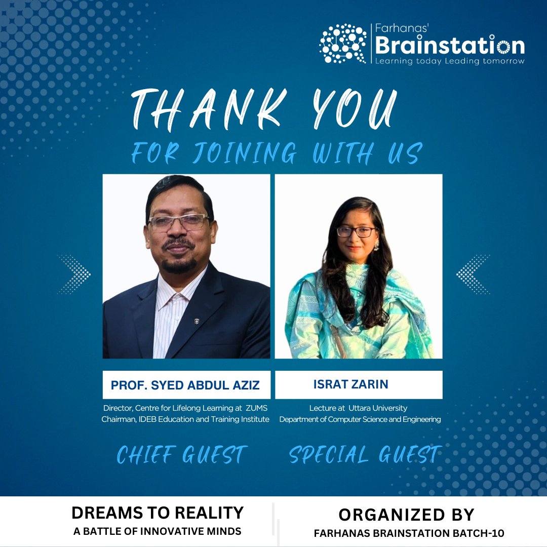 Brainstation20's tweet photo. Last evening, on September 29, 2023, we embarked on a transformative journey with "Dreams To Reality: A Battle of Innovative Minds" where seven visionary project teams spread their wings. The essence and success of our event were heightened by the esteemed presence of our guests https://t.co/5q2DfqOcYW