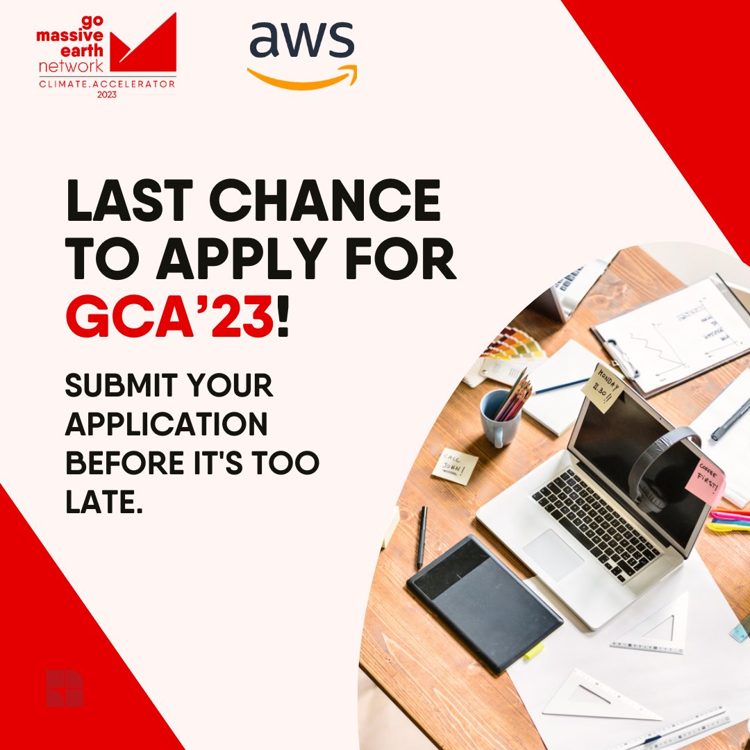 📢 Last call for trailblazers in climate tech! 
The GoMassive Climate Accelerator awaits your visionary solutions. Time is almost up, so send in your application NOW, and let's accelerate positive change. 🚀🌿 

Apply Here- lnkd.in/dJWUiAku
Applications close at midnight!