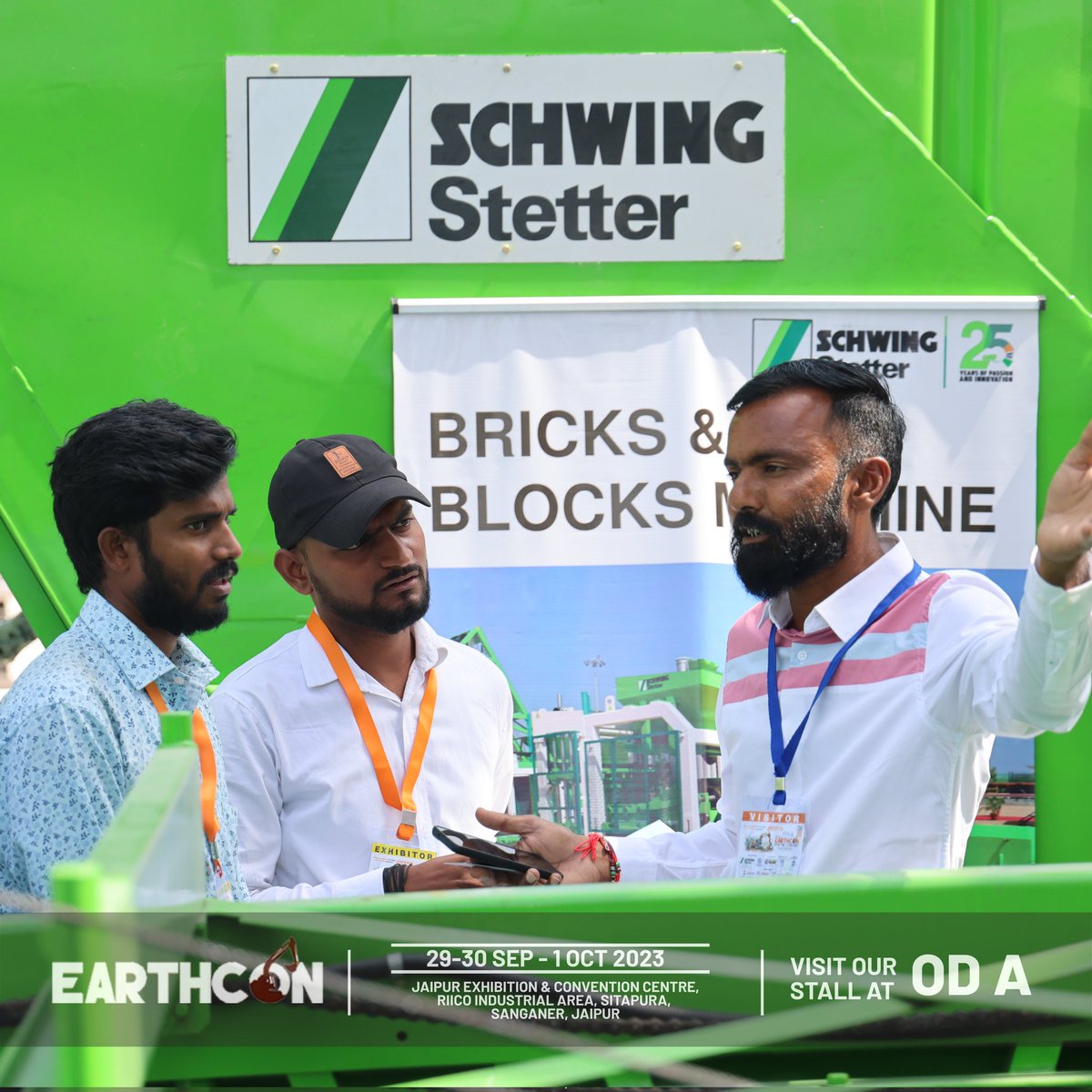 SchwingIndia's tweet photo. Day 2 at #Earthcon Expo, and it's all smiles with our valued customers who visited our stall! Your support and enthusiasm fuel our innovation. Join us and be part of the excitement! https://t.co/ndmA5V3HCT