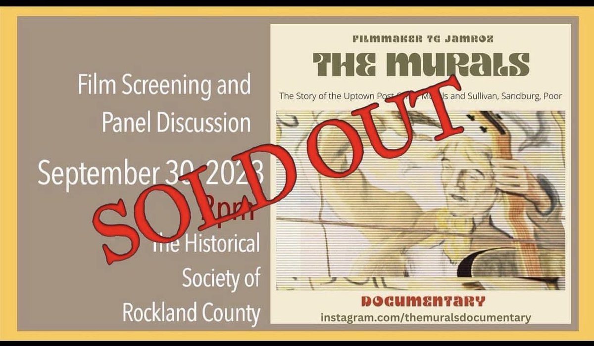 My #documentary #film about #newdealart #henryvarnumpoor #carlsandburg and more #SoldOut catch the 7pm #screening <a href="/RocklandArts/">ROCA</a> <a href="/REELCHICAGOnews/">REEL CHICAGO News</a> <a href="/screenmag/">Screen Magazine</a> <a href="/DeanRichards/">DeanRichards</a> <a href="/HSRCDirector/">RocklandHistory!</a> <a href="/ThatKevinSmith/">KevinSmith</a> <a href="/StephenAtHome/">Stephen Colbert</a> #indiefilm