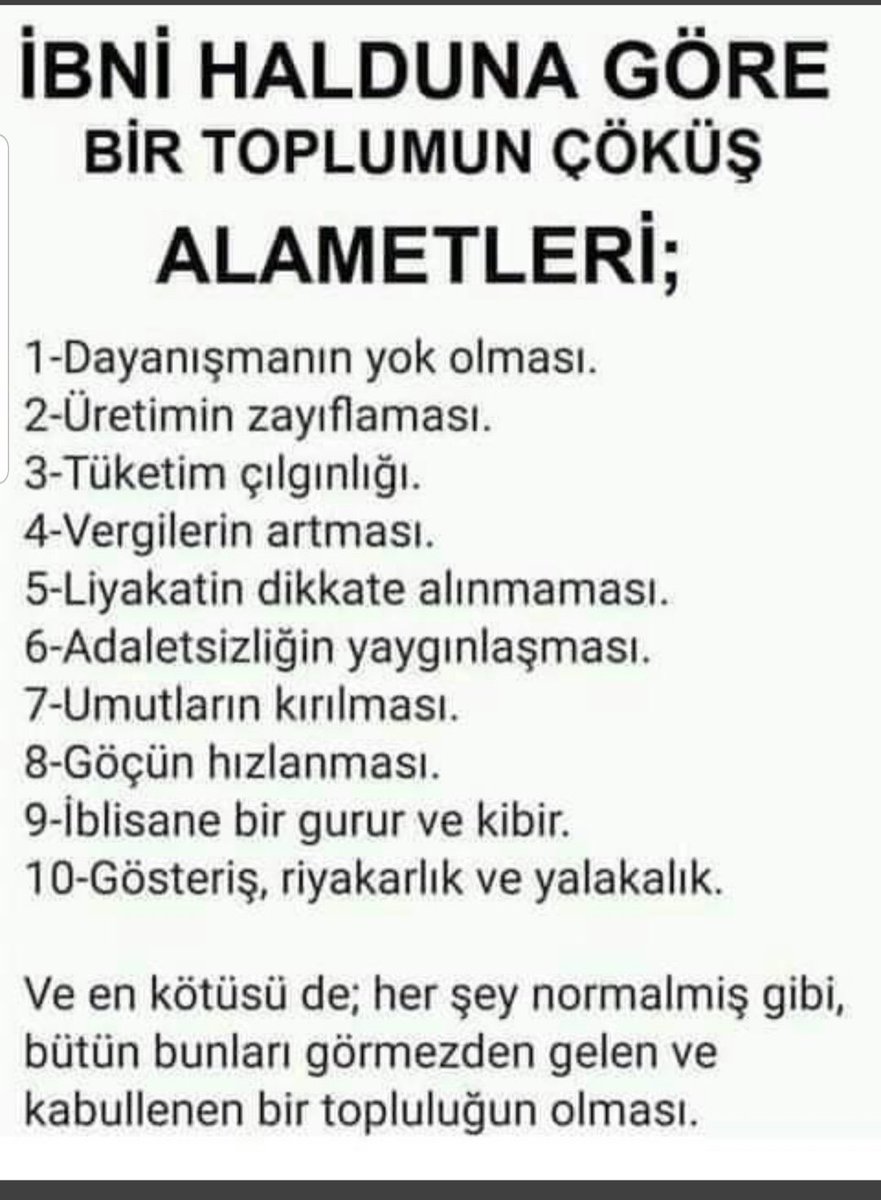 İbn-i Haldun asırlar evvel bugünkü çöküşü tarif etmiş: #usdtry