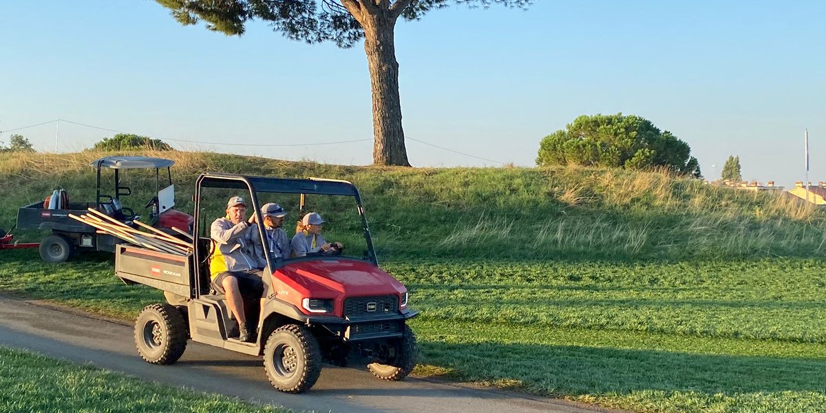 ToroGolf's tweet photo. Let's hear it for @Lara__Arias, @Reyes_golf and the crew at @marcosimonegolf that is keeping the course pristine this weekend at the 2023 @rydercup 👏

#RyderCup2023 https://t.co/NBhOtfulED