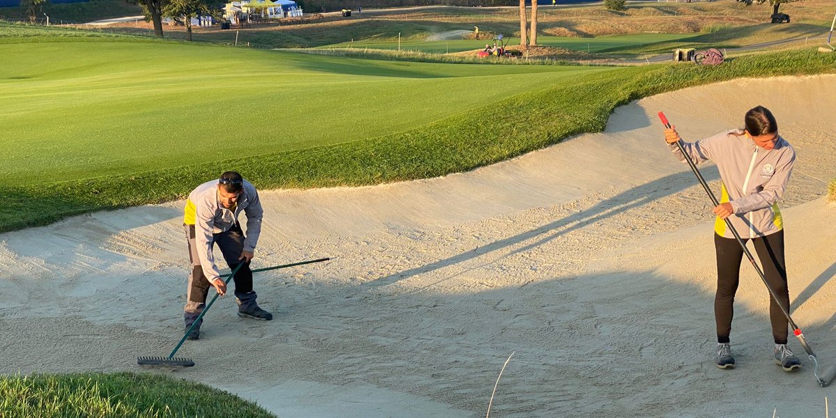 ToroGolf's tweet photo. Let's hear it for @Lara__Arias, @Reyes_golf and the crew at @marcosimonegolf that is keeping the course pristine this weekend at the 2023 @rydercup 👏

#RyderCup2023 https://t.co/NBhOtfulED