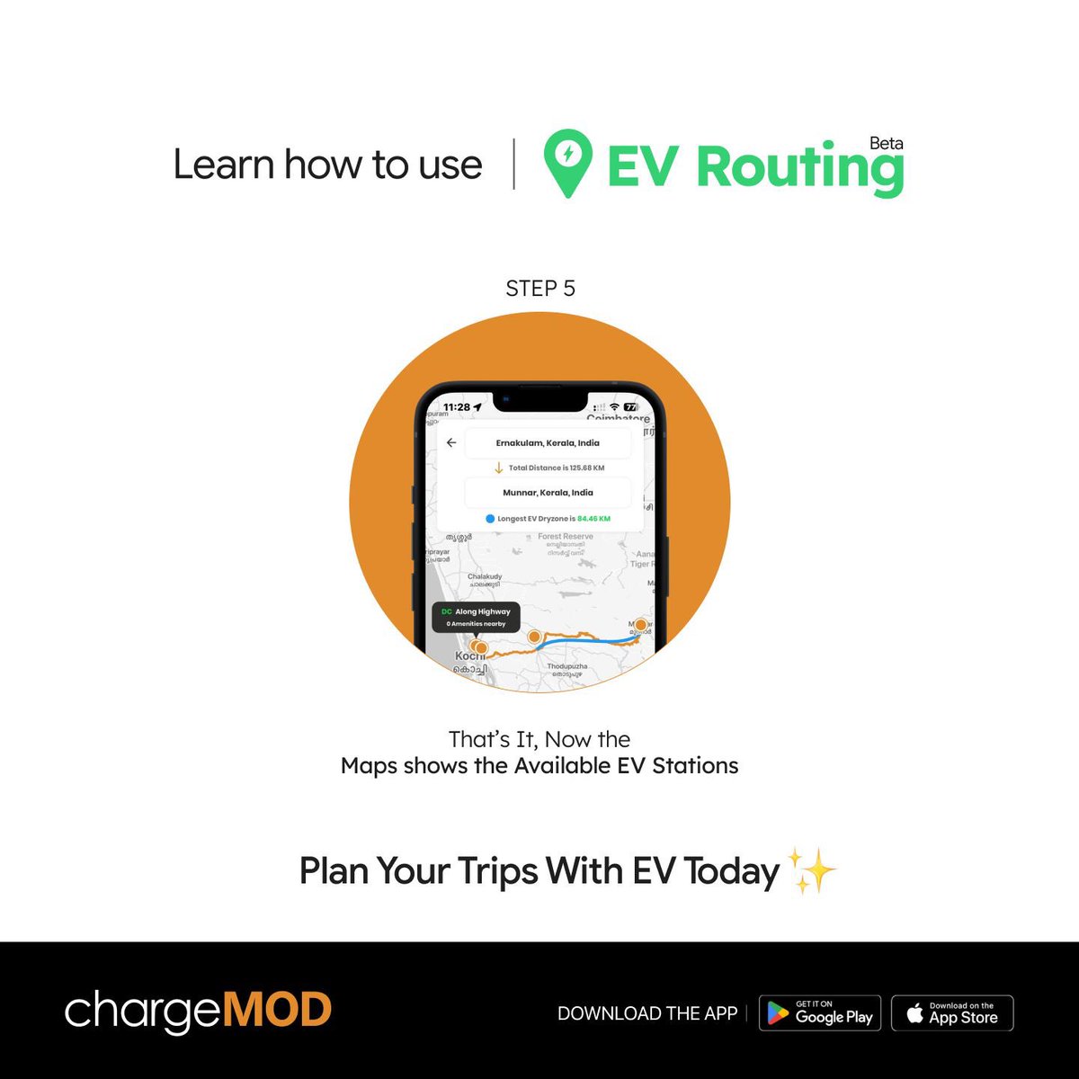 ChargeMod's tweet photo. Super excited to announce the latest update to #chargeMOD app: EV Routing! 🗺️ 

Now, plan your electric journeys with ease. Get real-time charging station info, optimize routes, and save energy. Say goodbye to range anxiety! ⚡🌍

Download now: https://t.co/C5ZFI0aC7I https://t.co/V4oGBZKS5V