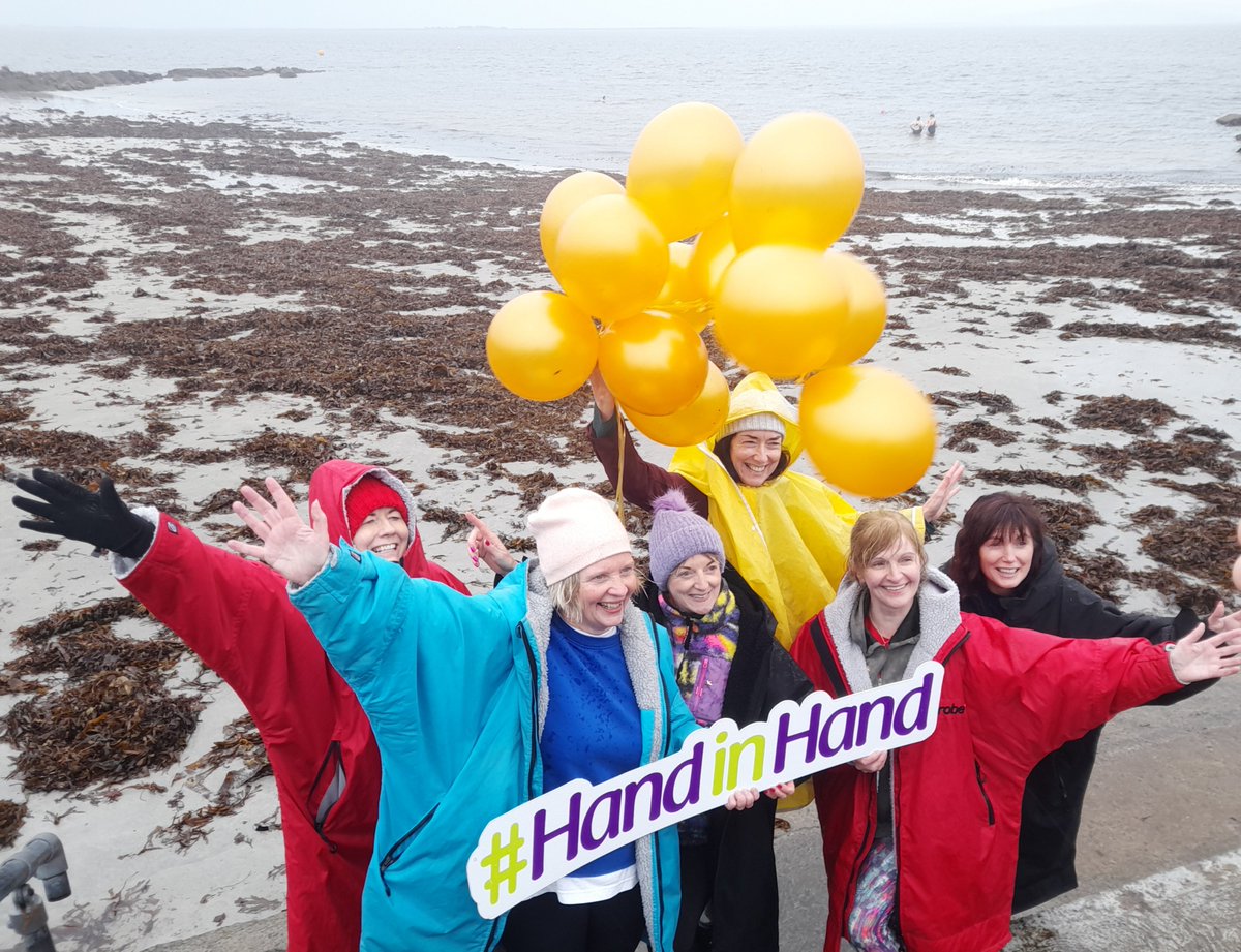 Huge thanks to <a href="/GalwayCounty/">GalwayCountyCouncil</a> for organising and everyone who supported <a href="/HandInHand_ie/">Hand In Hand 🎗</a> at the dip &amp; donate event this morning. Shout out to Chris &amp; the crew @cococafésalthill for the much needed hot drinks &amp; food afterwards.
#ChildhoodCancerAwarenessMonth
#GoGold 💛