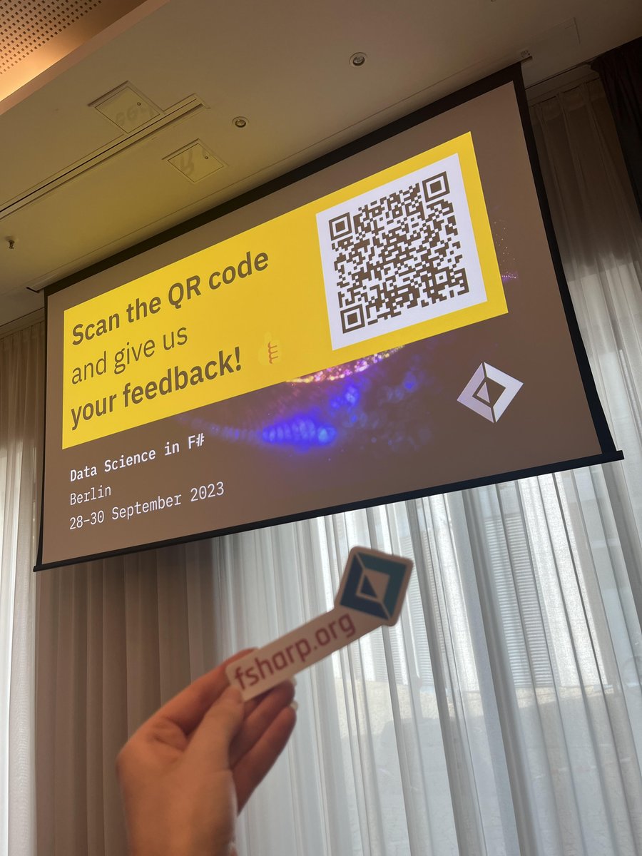 As we enter the last few hours of a wonderful 3 days at #DataScienceInFSharp, make sure to pick up an fsharp.org sticker from by the stage area and don't forget to share your feedback with us 💬

#FSharp