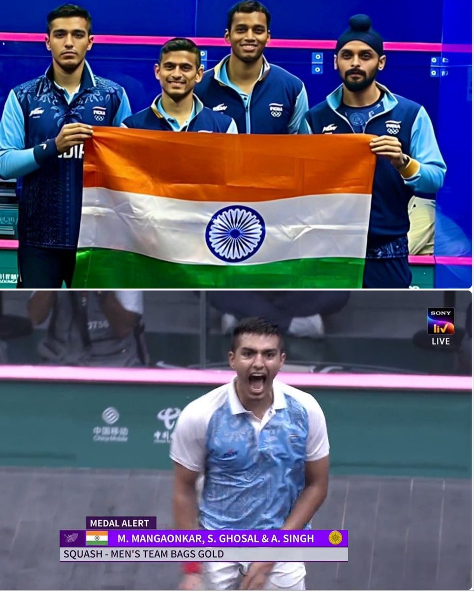 krushil1302's tweet photo. Dear Pakistan squash players this is what happens when you spend more time on social media than on field.

Also punching the glass is a better sport for Noor Zaman than squash.

Abhay Singh owns you 🔥

#Squash | #AsianGames2023 https://t.co/4gITbhIbp4