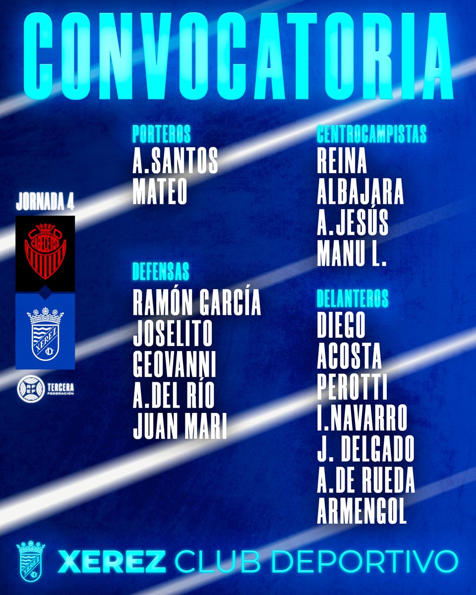 XerezCD_OFICIAL's tweet photo. 📋 𝗖𝗢𝗡𝗩𝗢𝗖𝗔𝗧𝗢𝗥𝗜𝗔 | #CabecenseXerez 

¡Rumbo al Carlos Marchena! https://t.co/u3WahIZEFj
