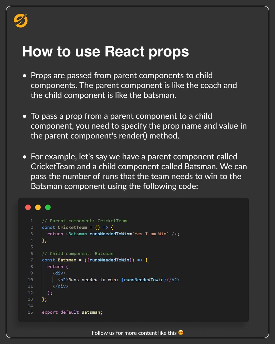 UpforceT60125's tweet image. "Don't let props in React.js be a roadblock in your coding journey. With Upforce Tech, you can master props and build dynamic components like a pro!
#ReactJS #reactjs #reactjsacademy #reactjsdeveloper #Upforectech
