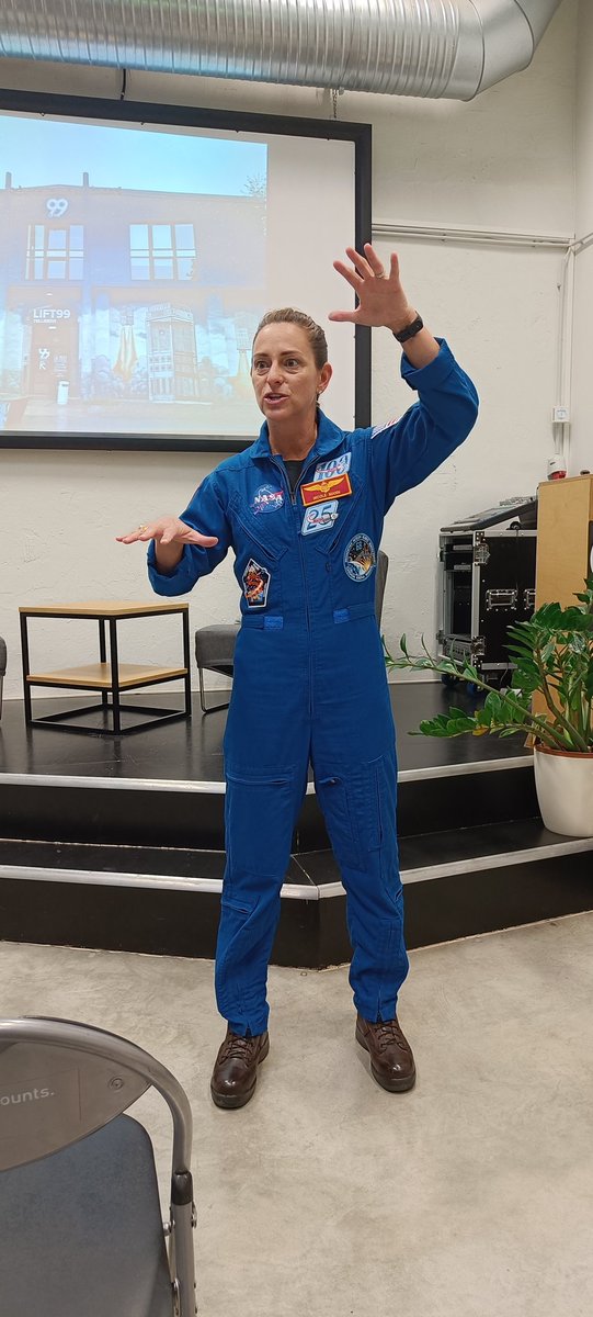 SkudoTech's tweet photo. Really stoked of being able to meet and talk to Crew5 commander and @ISS_Research astronaut Nicole Mann (@AstroDuke ) today in Tallinn at @lift99tallinn with @esabicestonia @teaduspark https://t.co/JEa2wYZgYi