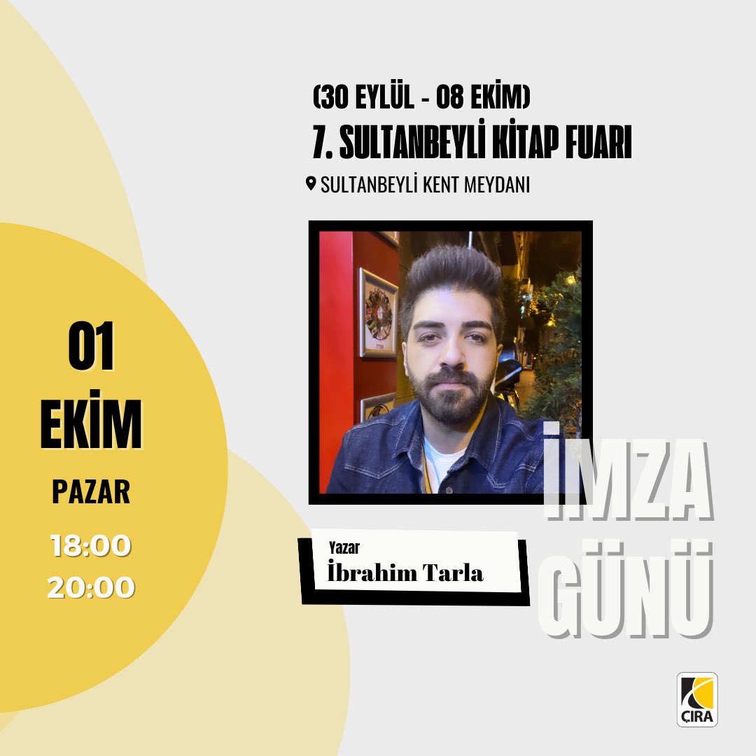 1 Ekim Pazar Günü saat 18:00-20:00 Sultanbeyli Kitap Fuarı
Çıra Yayınları Standı(11 Numara)
Yer: Sultanbeyli Kent Meydanı 
İmza günümde desteklerinizi beklerim 🌸
#imzagünü #medet #kitapfuarı #sultanbeylikitapfuarı