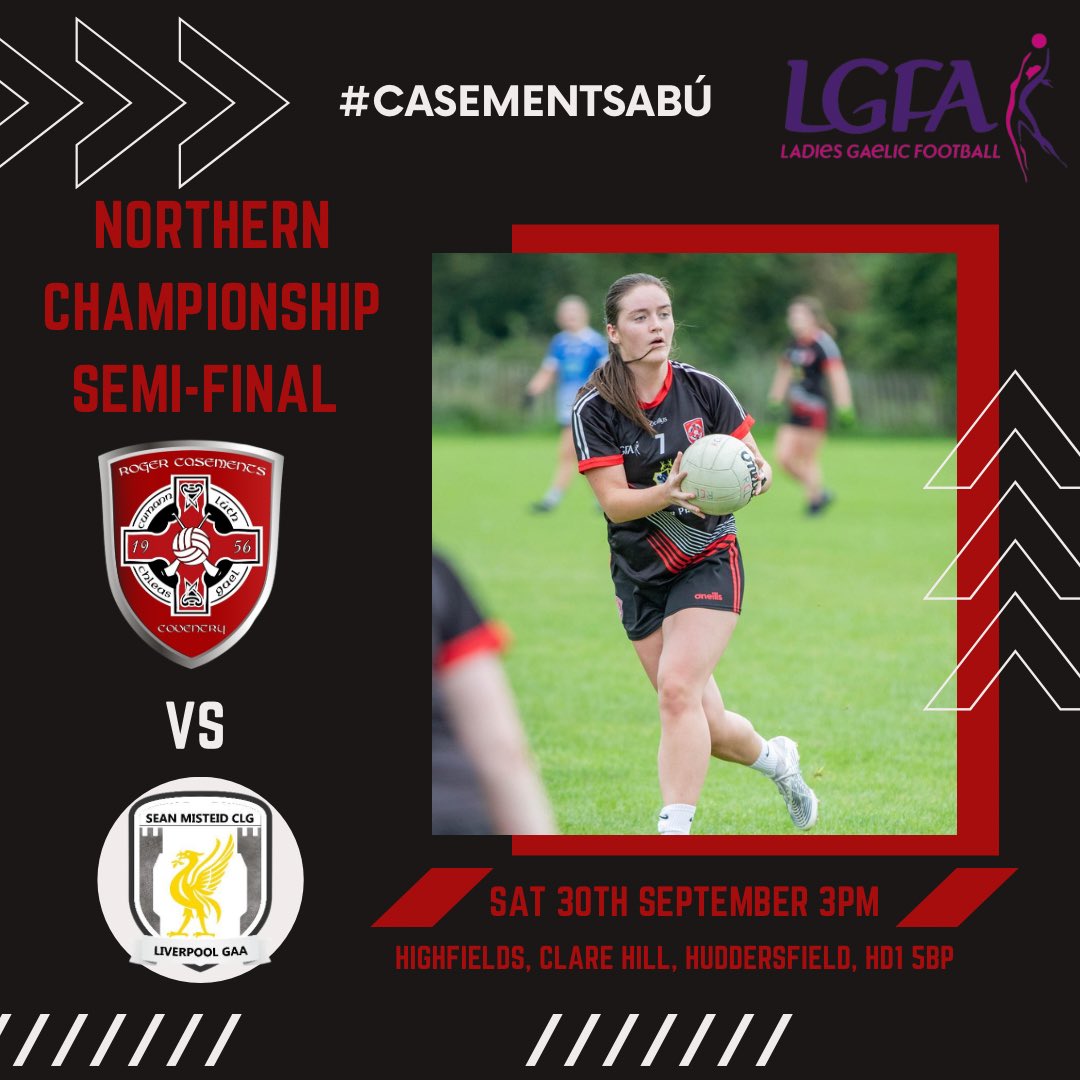 Roger Casements GAA (@casementsgaa) on Twitter photo Today our Ladies take on <a href="/JohnMitchelsGAA/">John Mitchels GAA Liverpool</a> in the Northern Championship Semi-Final up in Huddersfield🏐
All at Roger Casements would like to wish the girls and Paddy the very best of luck! Backing you all the way!❤️🖤
#CasementsAbú <a href="/BritainLGFA/">Britain LGFA🏐</a> Today our Ladies take on <a href="/JohnMitchelsGAA/">John Mitchels GAA Liverpool</a> in the Northern Championship Semi-Final up in Huddersfield🏐
All at Roger Casements would like to wish the girls and Paddy the very best of luck! Backing you all the way!❤️🖤
#CasementsAbú <a href="/BritainLGFA/">Britain LGFA🏐</a>