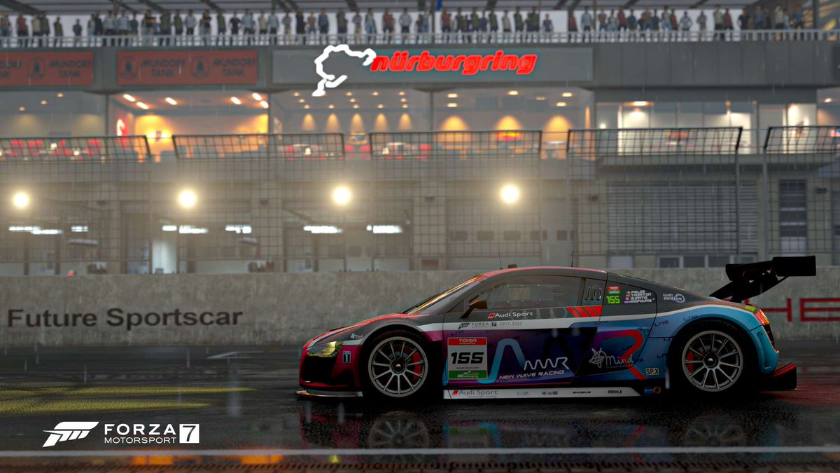 NewWave_Racing's tweet photo. It's race day! With our #155 NWR Reserves R8 lining up in P8 for the final endurance of FM7 at Nurburgring for the 24h Rennen in der Grünen Hölle hosted by @TheReal_TORA 

Driven by:
@NWR_Bradders 
@NWR_Eresh 
@nwrcustoms 
@realonioin 

🎨 &amp; 📸 by:
NWR Kie https://t.co/9dbs2C2KwN