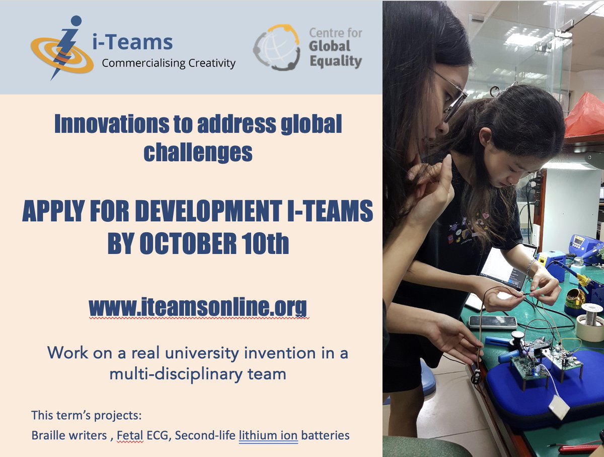 Cambridge i-Teams (@camiteams) on Twitter photo Apply by Oct.10th at iteamsonline.org/applying-for-i…
“I-Teams has absolutely been the highlight of my time in Cambridge!”
<a href="/Cambridge_Uni/">Cambridge University</a> <a href="/Cambridge_Eng/">Engineering Dept</a> <a href="/IfMCambridge/">Institute for Manufacturing (IfM)</a>
<a href="/UCamEnterprise/">Cambridge Enterprise</a> <a href="/cebcambridge/">CEB Cambridge</a> <a href="/EPOCambridge/">EPOC</a>
<a href="/Maxwell_Centre/">Maxwell Centre</a> <a href="/CUTEC/">Cambridge University Technology & Enterprise Club</a> <a href="/cu_e/">CUE Cambridge University Entrepreneurs</a> <a href="/CGlobalEquality/">Centre for Global Equality</a> Apply by Oct.10th at iteamsonline.org/applying-for-i…
“I-Teams has absolutely been the highlight of my time in Cambridge!”
<a href="/Cambridge_Uni/">Cambridge University</a> <a href="/Cambridge_Eng/">Engineering Dept</a> <a href="/IfMCambridge/">Institute for Manufacturing (IfM)</a>
<a href="/UCamEnterprise/">Cambridge Enterprise</a> <a href="/cebcambridge/">CEB Cambridge</a> <a href="/EPOCambridge/">EPOC</a>
<a href="/Maxwell_Centre/">Maxwell Centre</a> <a href="/CUTEC/">Cambridge University Technology & Enterprise Club</a> <a href="/cu_e/">CUE Cambridge University Entrepreneurs</a> <a href="/CGlobalEquality/">Centre for Global Equality</a>