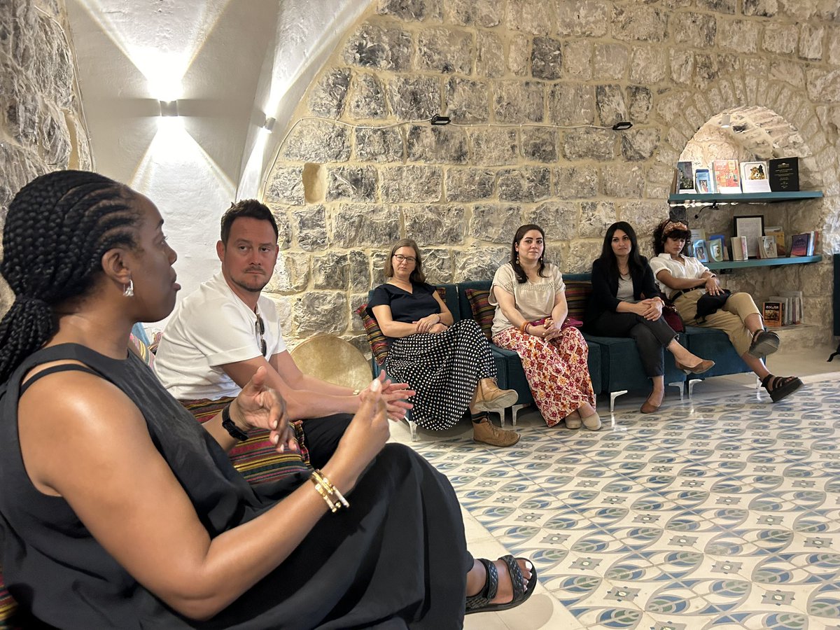 MartinDaltry's tweet photo. Visiting historic Kufr ‘Aqab with UK MPs @KateOsamor @PutneyFleur &amp; @StephenMorganMP @Caabu to see restoration &amp; revitalisation for the community by @RiwaqPalestine with @DaliaAssoc, Visual Arts Forum, @SerajLibrary et al supported by @BritishCouncil @DCMS #CulturalProtectionFund https://t.co/rVFCayw7dJ