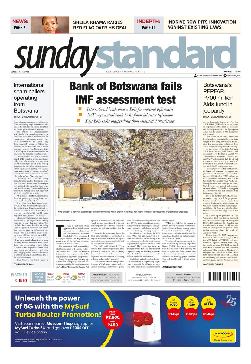 Sunday Standard Botswana (@sunstd_bw) on Twitter photo Pick up the latest copy of <a href="/SunStd_bw/">Sunday Standard Botswana</a> in stores or Visit sundaystandard.info to subscribe and access our digital copy. Pick up the latest copy of <a href="/SunStd_bw/">Sunday Standard Botswana</a> in stores or Visit sundaystandard.info to subscribe and access our digital copy.