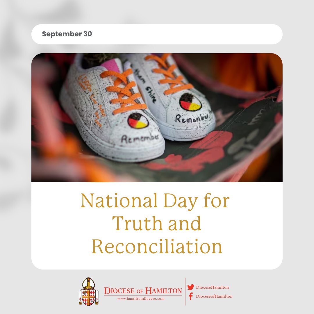The National Day for Truth and Reconciliation is held each year on September 30th. This day provides an opportunity for all Canadians to reflect and honour Survivors of residential schools and all those who support them.  hamiltondiocese.com/news/2023/09/s…