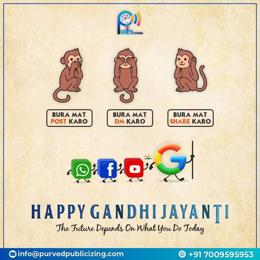 p_purved's tweet photo. “Strength does not come from physical capacity. It comes from an indomitable will.” 👍

Let's celebrate the occasion of Gandhi Jayanti by remembering Mahatma Gandhi and by following the path he showed us."🙊🙈🙉

#GandhiJayanti2023 #MahatmaGandhi #DigitalMarketing #SwachhBharat https://t.co/934LJ2Ge3m