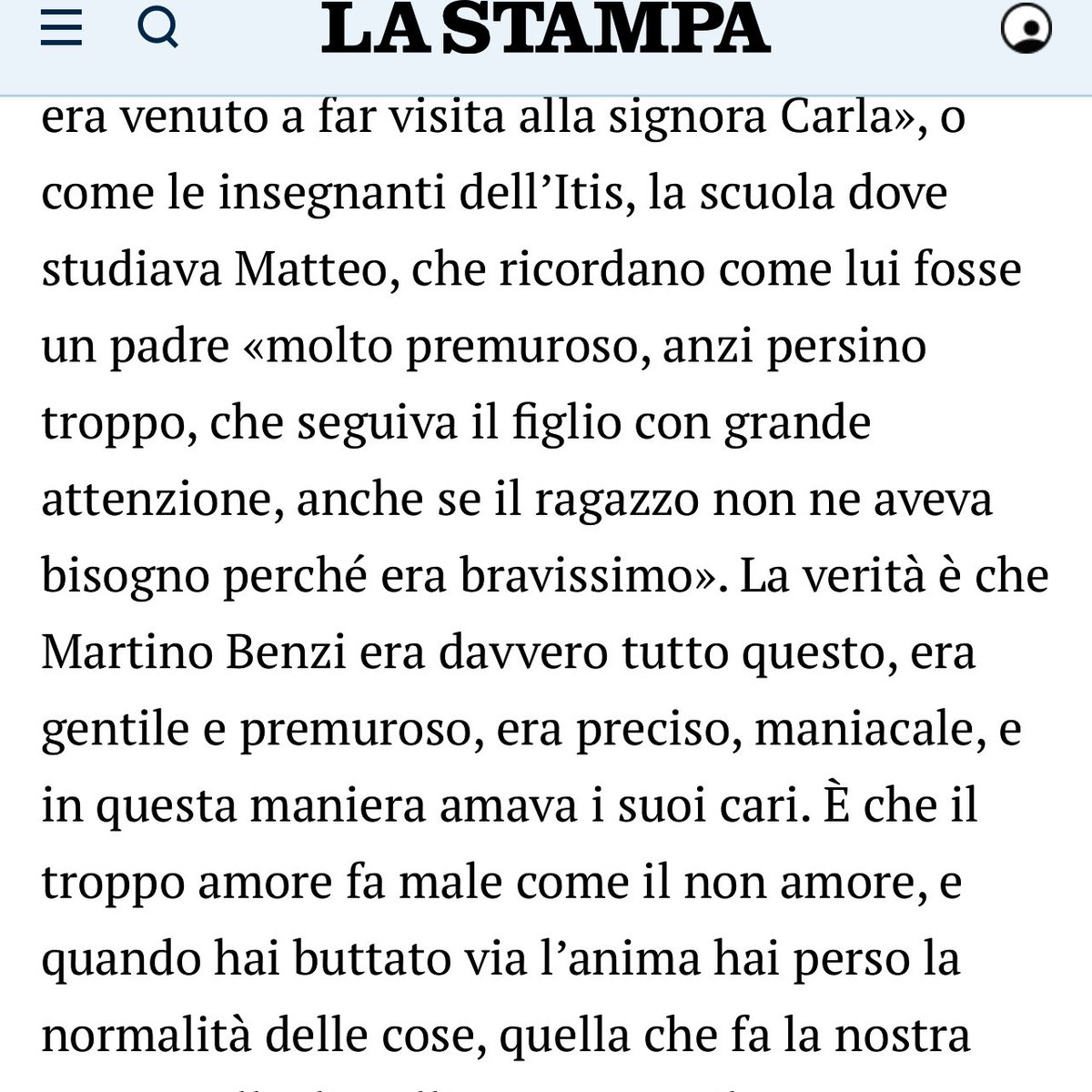 Quello che ha detto Myrta Merlino e per cui la state sbranando (Martino Benzi ha ucciso per troppo amore) era un passaggio di un editoriale de La Stampa. È proprio vero che non legge più nessuno.