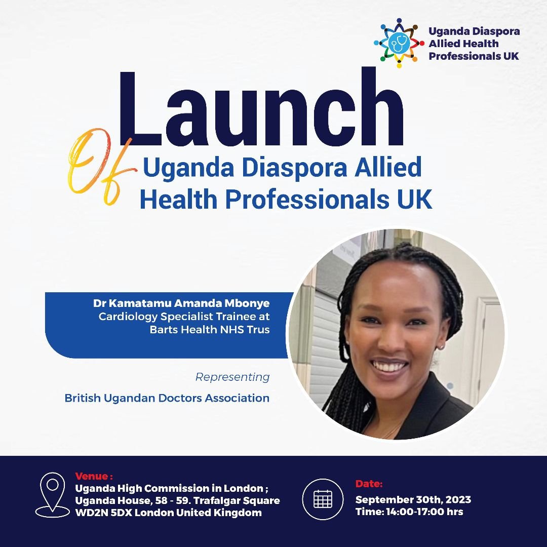 We are looking forward to seeing @Dr_Kamatamu from the British Ugandan Medical Association and each one of our other delegates today at the Uganda High Commission in London. #UDAHP #AHPs #Collaboration #Partnership #GlobalHealth #Uganda #UK