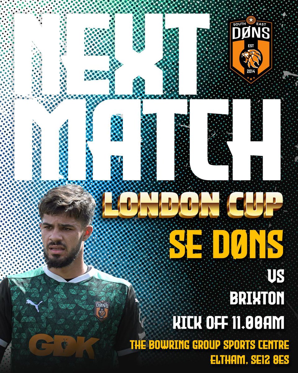 sedonsfc's tweet photo. SUPER SUNDAY ‼️

🏆 London Cup 
🪓 SE DØNS vs Brixton
⏰ 11am KO
🧭 THE JUNGLE, AFC Lewisham, Eltham Rd, SE12 8ES

The raid of the London Cup begins. Old sparring partners Brixton come to the Jungle for battle. We invite you all down to support live from pitchside #ANYTHING https://t.co/G7CCp9uE98