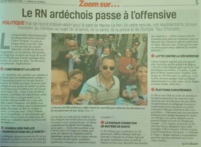 PORQUETCeline's tweet photo. 📣 Le @RNational_off Ardèchois passe à l'offensive ! 🤩👍🇨🇵
➡️ #VivementLe9Juin pour dire non à cette immigration massive organisée par #EmmanuelMacron et #UE
#TousAvecJordan @RN07_officiel
#Laïcité #Énergie #Immigration #FDO #Eau #LFI @GroupeRnAURA #Elections2024 #Ardèche https://t.co/by9dQ7JdCt
