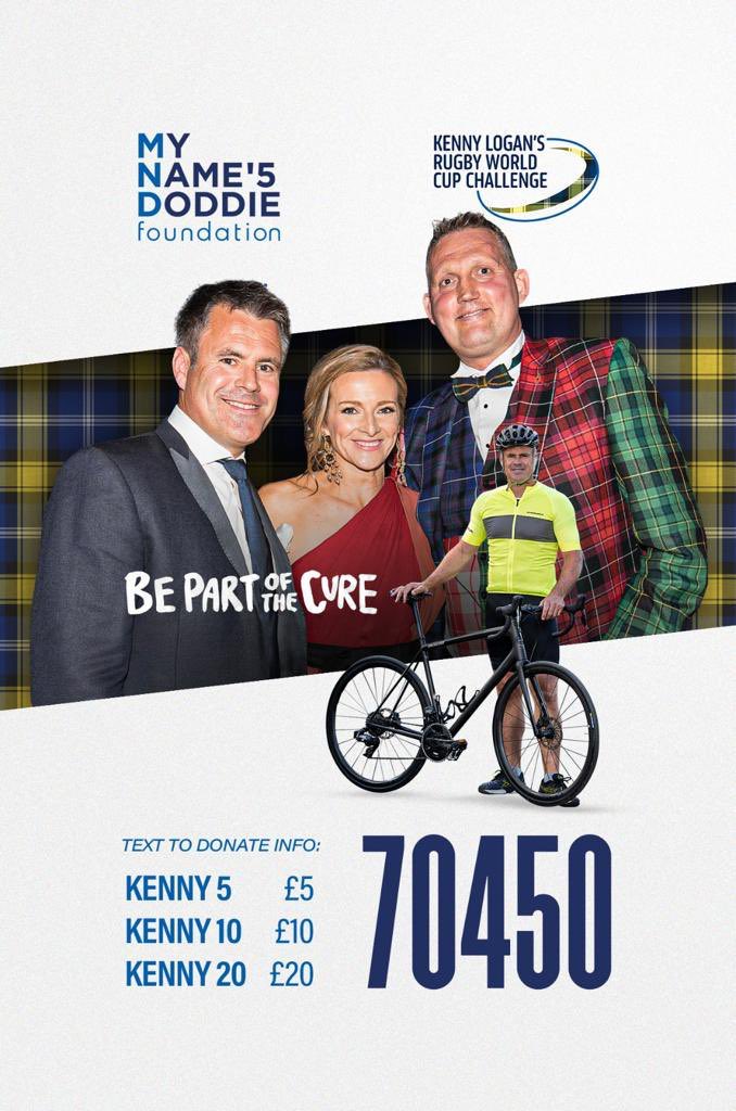 Please show some love to @KennyLogan and the team who are cycling/walking from Edinburgh to Paris to support the @MNDoddie5 

Have a look at @kennylogansrwcchallenge on
Instagram & please support a great cause
#BePartOfTheCure #MNDF #KennyLoganRWCChallenge