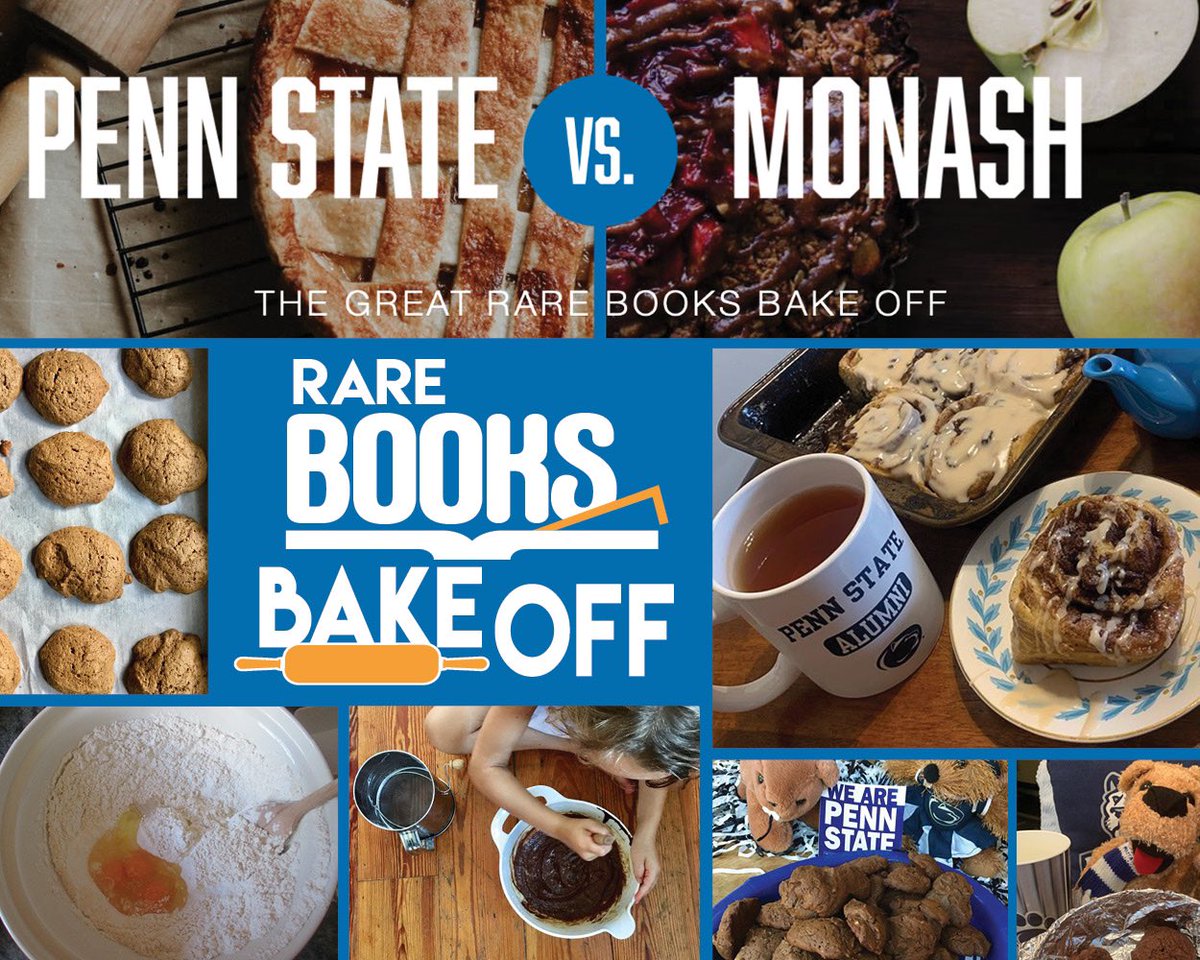 psulibs's tweet image. BAKE OFF STARTS TODAY! We need your WE ARE spirit! Bake those recipes, use the hashtag, and help us win. Every dish counts! #BakePennState #TheGreatRareBooksBakeOff For the recipes and how to join, visit sites.psu.edu/greatrarebooks…