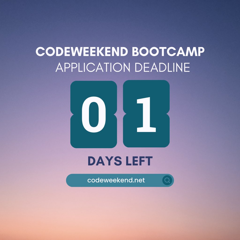 CodeWeekend's tweet image. Last day of applications. If you still haven’t applied, hurry up and don’t miss this golden opportunity!

Application link : bit.ly/codeweekend-20…