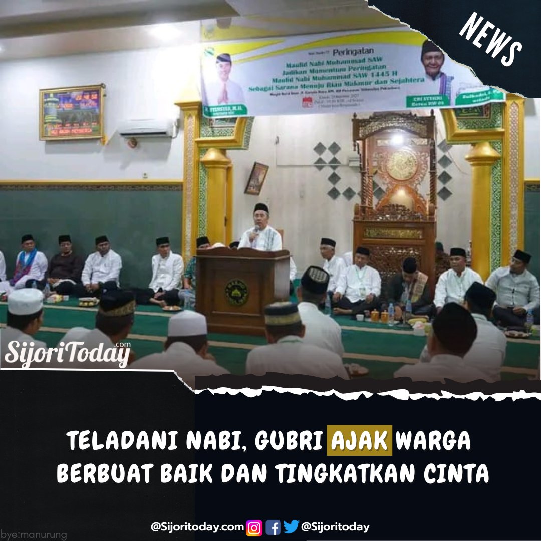 SijoriToday's tweet photo. Gubernur Riau, Syamsuar menghadiri peringatan Maulid Nabi Muhammad SAW 1445 H di Masjid Nurul Iman, Kecamatan Marpoyan Damai, Kota Pekanbaru, Rabu (28/9/2023) malam.

Baca berita selengkapnya :
https://t.co/ksyADyZr76 https://t.co/jMXVJUtkid