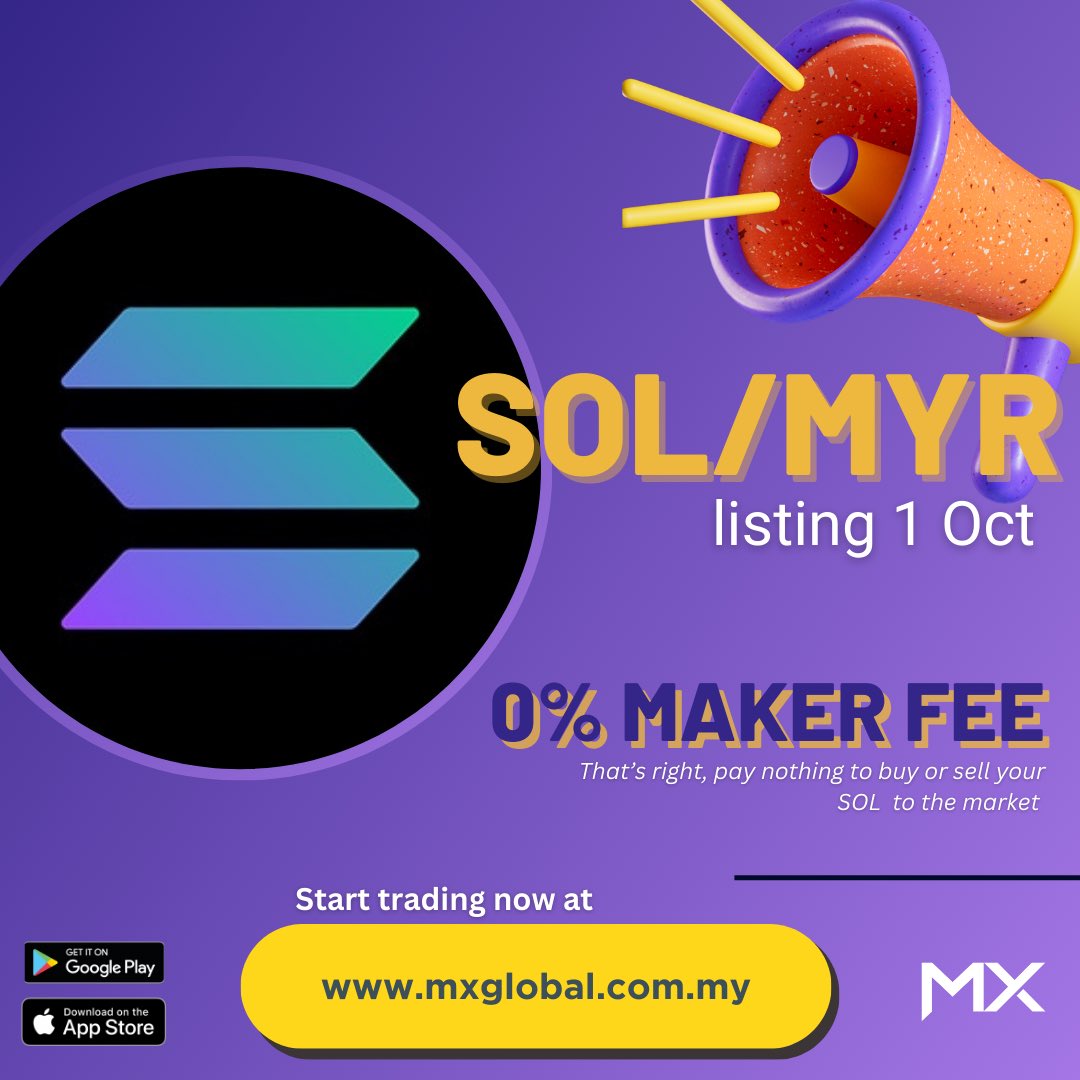 mxglobalmy's tweet photo. 🚨 Start buying and trading @solana on @mxglobal tonight 🚨 as early as midnight 🦉 

Trade with confidence; we are fully regulated by @SecComMalaysia

#practicesafeCEX $SOL #solana https://t.co/wXzFZa9A0m