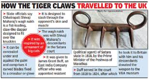 Rajmalhotrachd's tweet photo. #waghnakh #shivaji #tigerclaw  #Chhatrapati #upsc #IAS #upscprelims 

Shivaji's wagh nakh (tiger claw) is a dagger that was used by the #Marathaking to kill #AfzalKhan, the general of the #Bijapur sultanate, in 1659. The #dagger is a significant historical artifact and is a symbol of Shivaji's courage and leadership.

💥Important facts about Shivaji's wagh nakh:

👉The dagger is made of iron and is shaped like a tiger's claw.

👉It is about 12 inches long and has four blades.

👉The dagger was used by Shivaji to kill Afzal Khan in a surprise attack at @Pratapgadfort.

👉After the assassination, the dagger was taken to Bijapur and then to Delhi.

👉In the 19th century, the dagger was acquired by the #British and was displayed at the #Victoria and #AlbertMuseum in #London.

👉In 2023, the dagger was returned to India and is now on display at the #ChhatrapatiShivajiMaharajVastuSangrahalaya in #Mumbai.

💥The significance of Shivaji's wagh nakh:

👉The dagger is a significant historical artifact that commemorates a key event in Maratha history.

👉It is a symbol of Shivaji's courage and leadership, and it is a source of inspiration for many people in India.

👉The return of the dagger to India in 2023 was a major event that was celebrated by people across the country.

👉The wagh nakh is a powerful symbol of Shivaji's legacy and his importance in Indian history. It is a reminder of his courage, leadership, and commitment to defending his people.