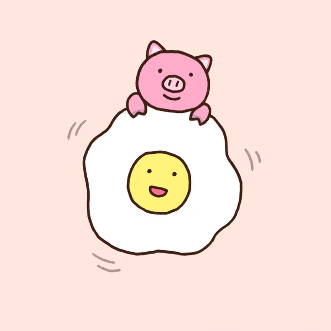 伝説のウサギ 伝説のキリンとひとがたくん ブタさんに乗る目玉焼き 目玉焼きに乗るブタさん #リク絵