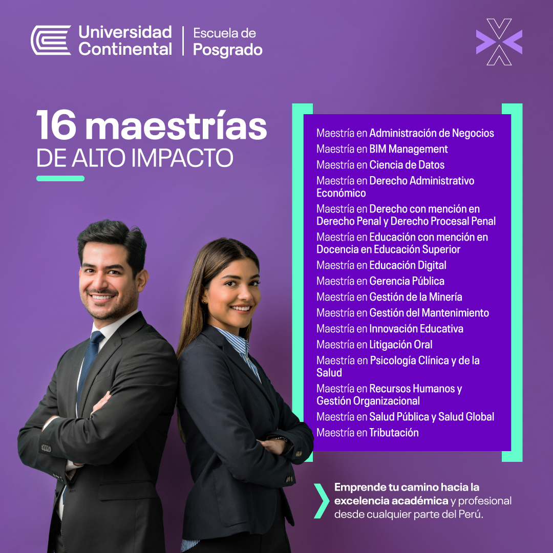 Nuestra Escuela de Posgrado ofrece una amplia gama de maestrías, diseñadas  para adaptarse a tus necesidades y aspiraciones profesionales. ¿Ya tienes  en mente cuál es la maestría que te llevará al siguiente, image size:1080x1080