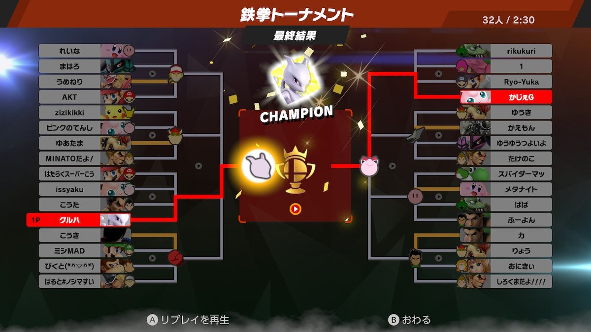 kuruha's tweet photo. 【トーナメントイベント】
「鉄拳トーナメント」
ミュウツーで優勝！
#スマブラSP #SmashBrosSP #NintendoSwitch https://t.co/Mp1Ug45ESZ
