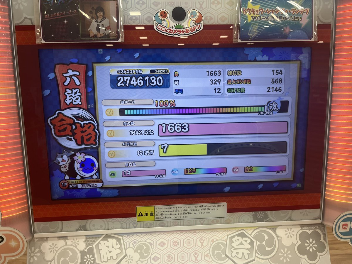 nimaigai0214's tweet photo. 太鼓の達人段位道場2023六段受かりました！！！ https://t.co/FXBc2oPHC5