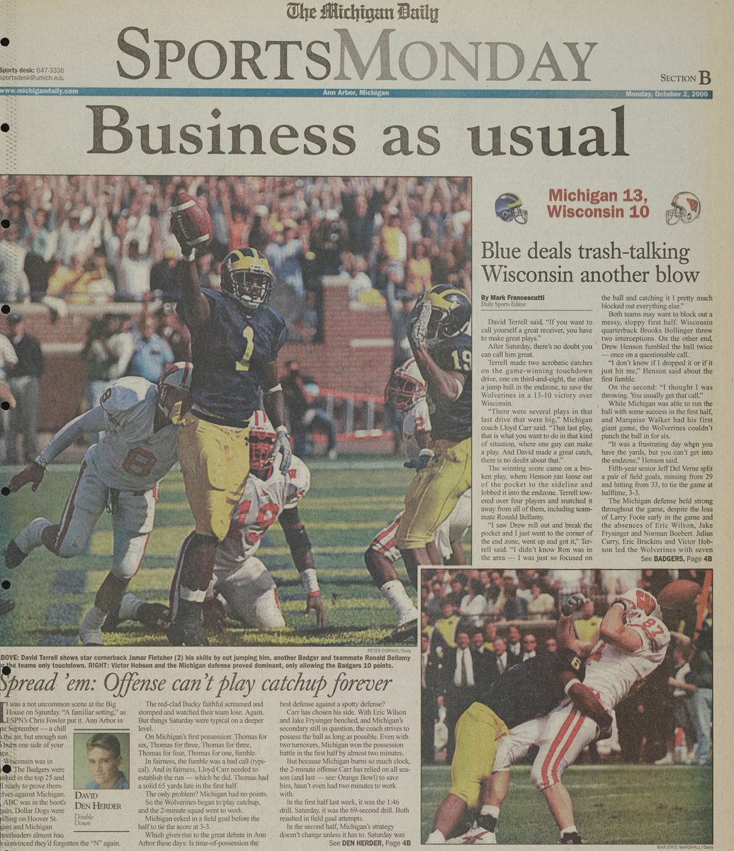 theblockm's tweet photo. #TodayInMichiganHistory: On this day 23 years ago, @UMichFootball achieved its 800th win in program history — tying @yalefootball at the time. With a win today, the Wolverines would stand six away from being the first team to reach 1,000. https://t.co/dThGg9J9Lr