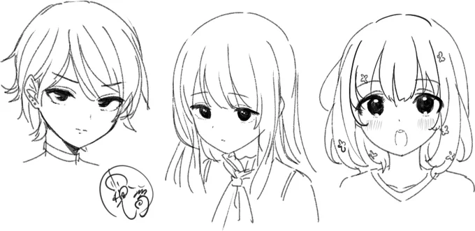 最近普段あまり描かない感じのお顔の子を描いてます。
こういう感じの子も一応描けるのよ～ 