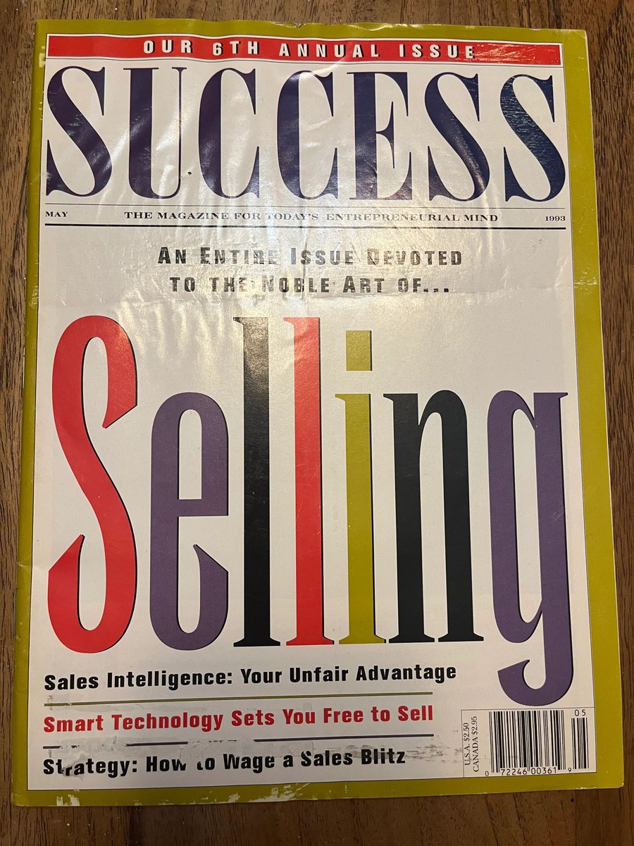 SalesHistorian's tweet photo. I graduated from Indiana University in May of 1993 and started my first full-time sales job shortly after. I've just managed to track down the state of selling report from Success Magazine, May of 1993 edition. So interesting...we've come a long way in 30 years!
#saleshistory https://t.co/pf434szgso