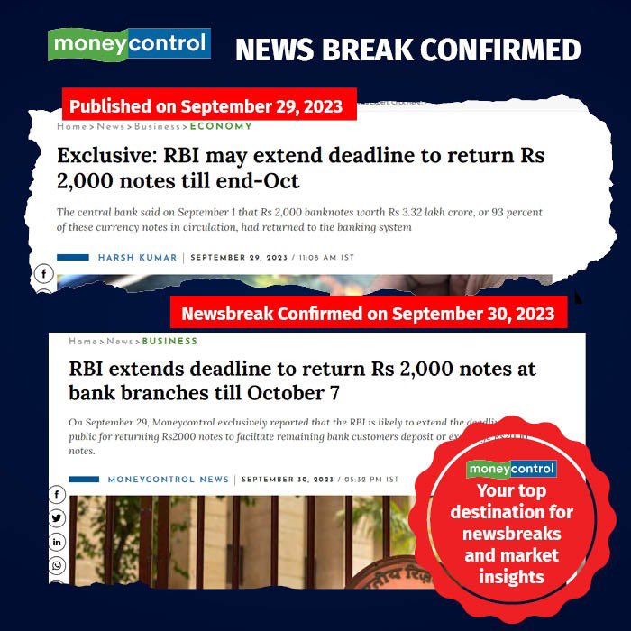 The RBI has extended the deadline for exchanging or depositing Rs 2,000 notes until October 7, as exclusively reported by Moneycontrol on September 29. 

Read here 👇

moneycontrol.com/news/business/…

#RBI #CurrencyExchange #CleanNotePolicy