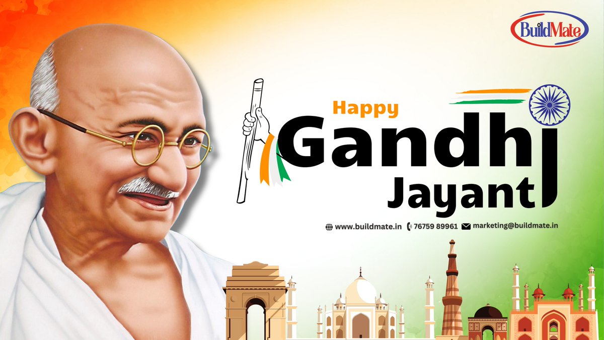 buildmate_india's tweet photo. On Gandhi Jayanthi, Buildmate Projects pays tribute to the timeless ideals of Mahatma Gandhi. His principles of truth, sustainability, and social justice inspire us every day in our mission to build a better future.
#GandhiJayanti2023 #AACblocksuppliers #BuildmateProjects https://t.co/KRDp2KUl32