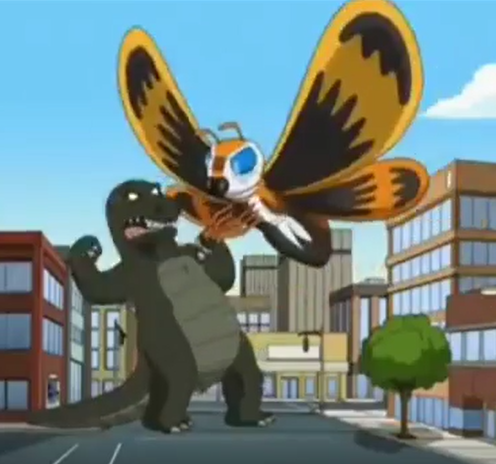 something funny when shows reference mothra and godzilla is that usually the animators assume they know what godzilla is and draw that, but with mothra they have no fucking clue and they look up a ref, so you end up with a super accurate mothra and a godzilla that looks like this