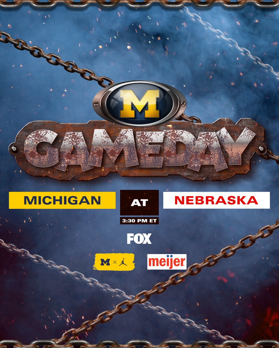 UMichFootball's tweet image. Game 5

⏰ 3:30 p.m. ET
📍 Lincoln, Neb.
📺 FOX (myumi.ch/rrewE)
🎙️ Michigan Sports Network (myumi.ch/8eVRj)
📊 myumi.ch/j7XVb
📖 myumi.ch/4rqxA

#GoBlue
