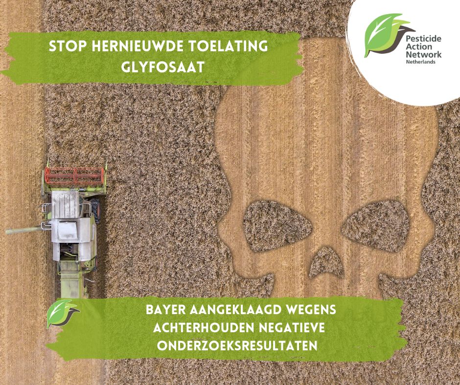 Bayer heeft nagelaten om onthullende studies over de kankerverwekkende en neurotoxische effecten van glyfosaat in te dienen bij de aanvraag voor hergoedkeuring van glyfosaat.  PAN Europe heeft een aanklacht voor strafrechtelijke vervolging ingediend.  

tinyurl.com/aanklachtbayer