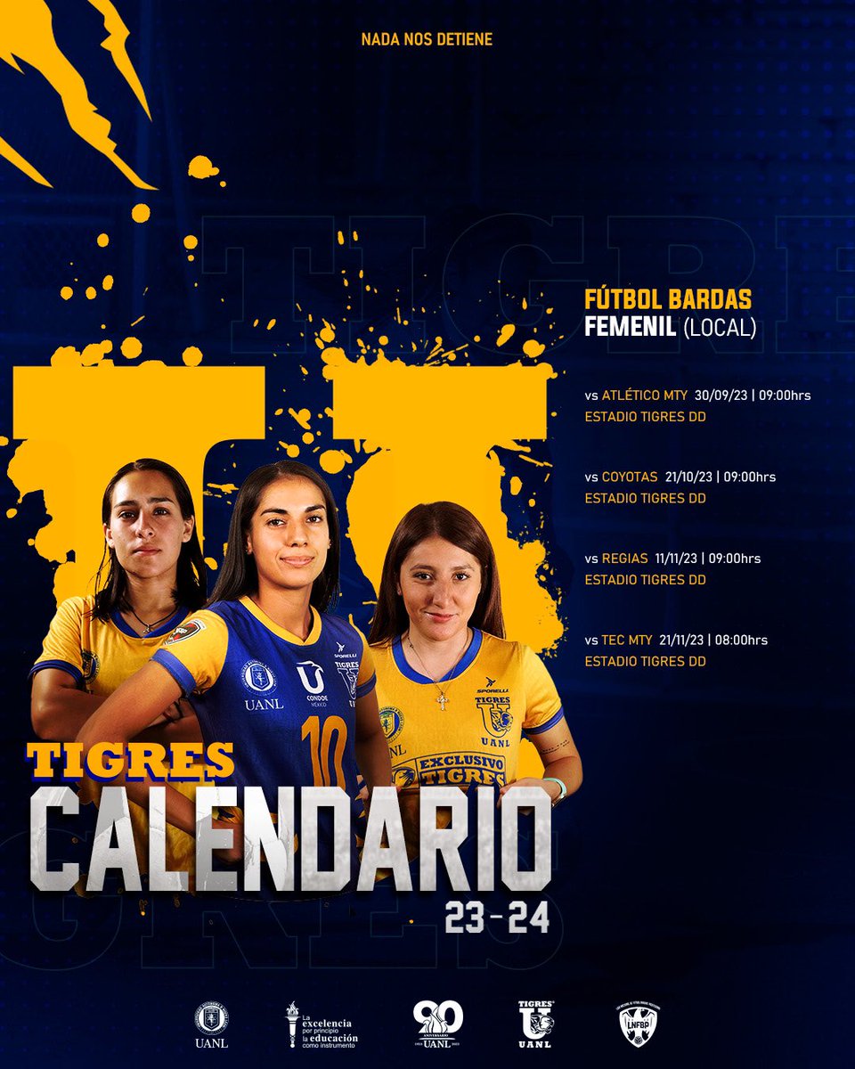 ¡Es hoy, es hoy! ⚽️

Hoy en punto de las 9:00 hrs debutamos en la <a href="/LNFBPro/">Liga Nacional de Fútbol Bardas</a>, te esperamos en el estadio de fútbol bardas de la Dirección

Te dejamos el calendario oficial de esta temporada 2023 🗓️✨

¡A rugir TIGRES! 🐯🔥

#Ferozmente #ARugir #SiempreUANL #EducaciónyExcelencia