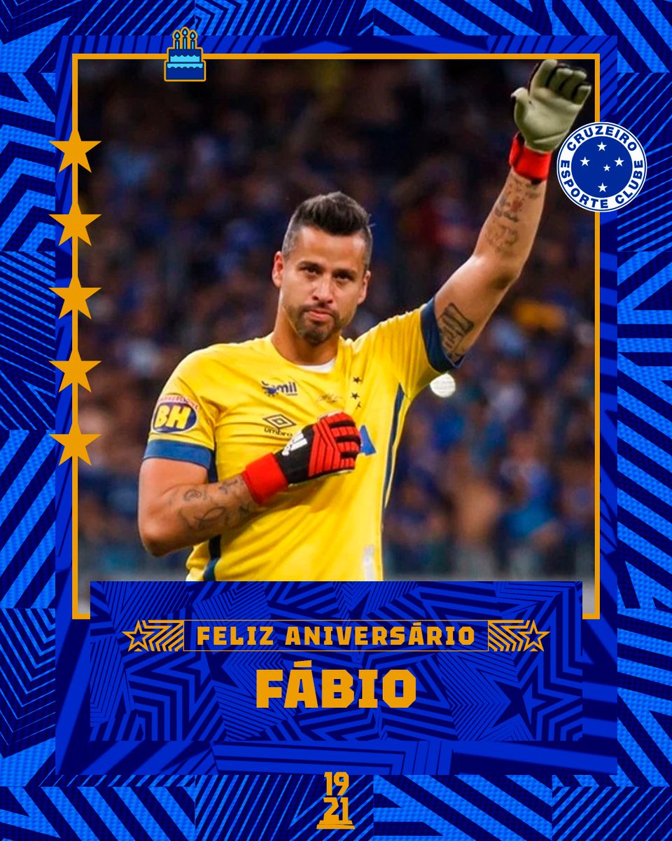 Cruzeiro's tweet photo. Hoje quem completa mais um ano de vida é o Fábio! 🎉🎂
O goleiro defendeu o clube por 16 anos, conquistou 12 títulos estaduais e nacionais pelo Cruzeiro e fez história com o manto celeste.

Parabéns, Muralha Azul! 🧤 https://t.co/IDIViHX6g7