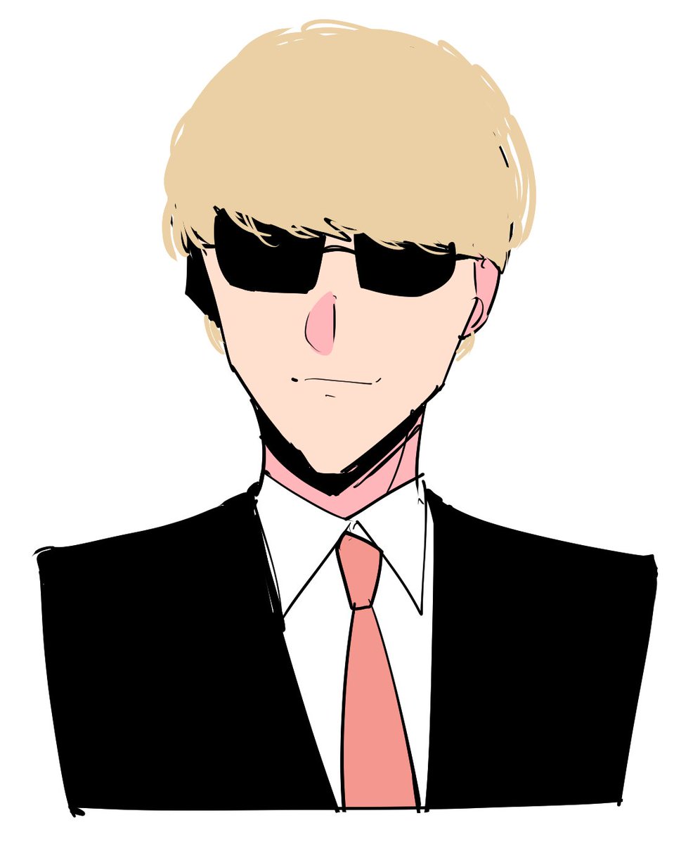 1boy male focus necktie blonde hair sunglasses solo formal  illustration images