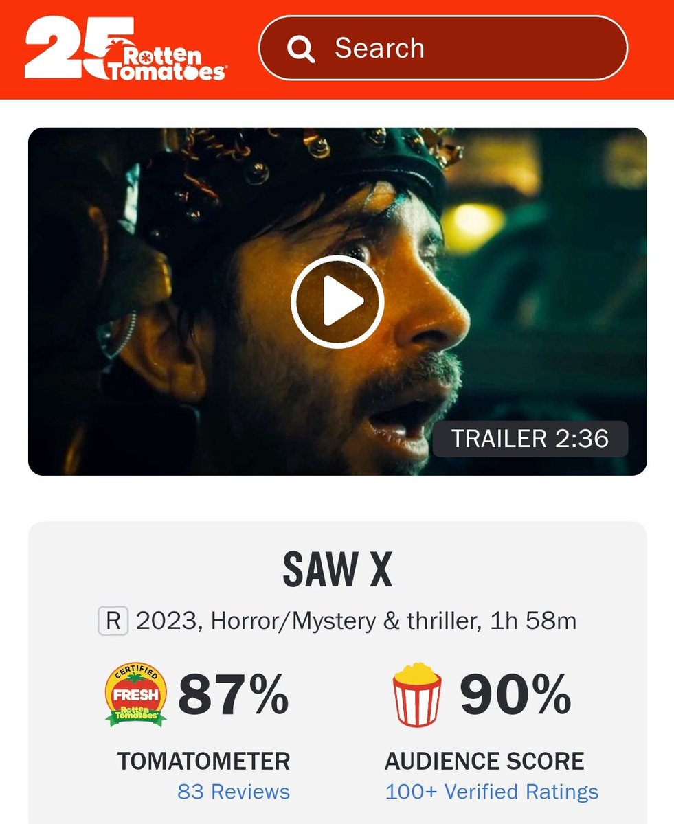 I did not expect #SawX to get such a good rating