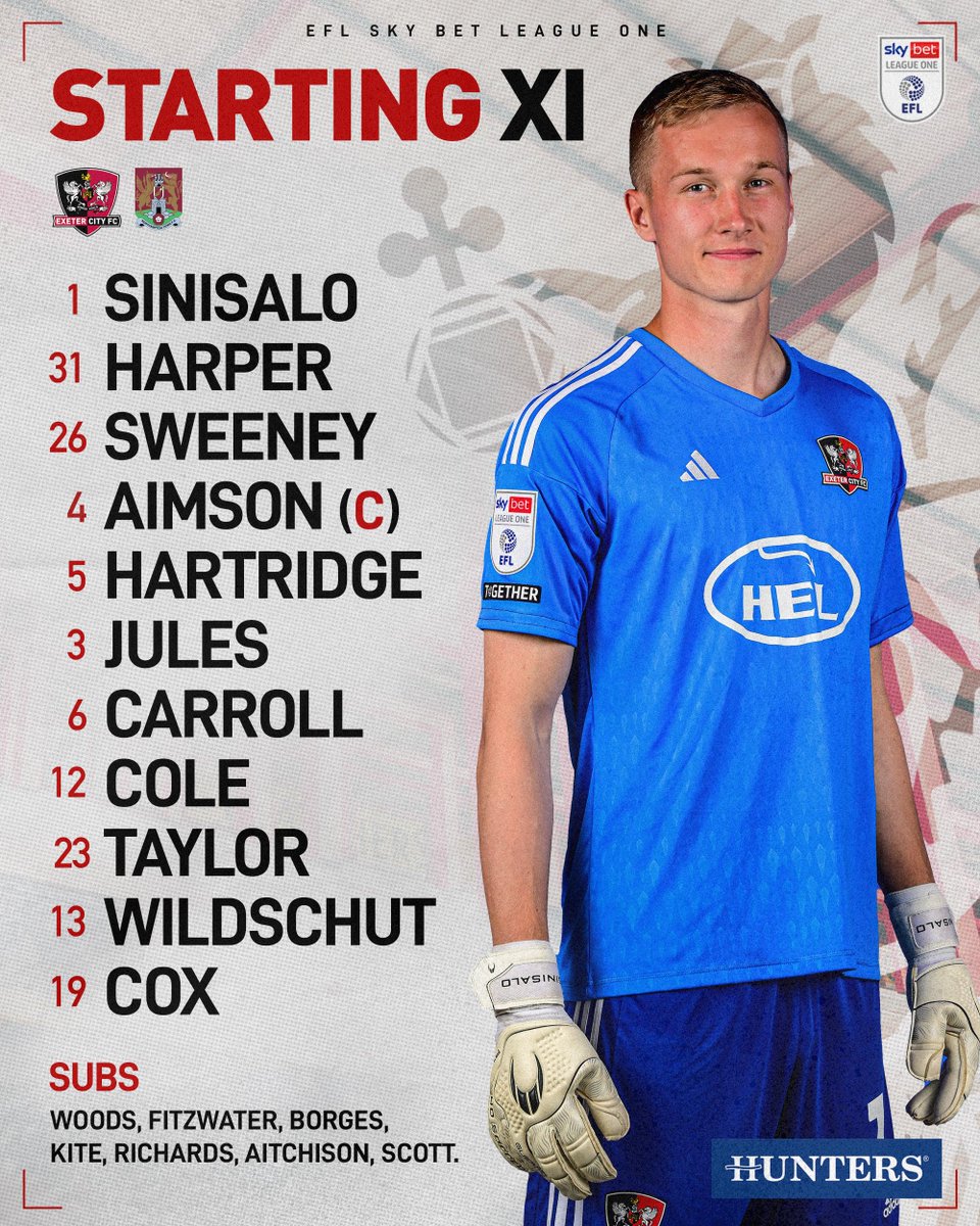 OfficialECFC's tweet image. 📝 Team News with @HuntersExeter: 🆚 @ntfc 

📌 Five changes from Tuesday
📌 @JackAitchison7 returns to the squad 

#ECFC #SemperFidelis